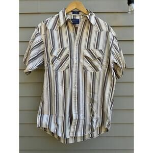 Vintage Pendleton Men's Medium Beige Pearl Snap Western Wear Shirt